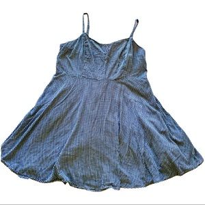 Old Navy Cotton Blend Navy Blue Gingham Fit and Flare Dress Sz XXL Tall